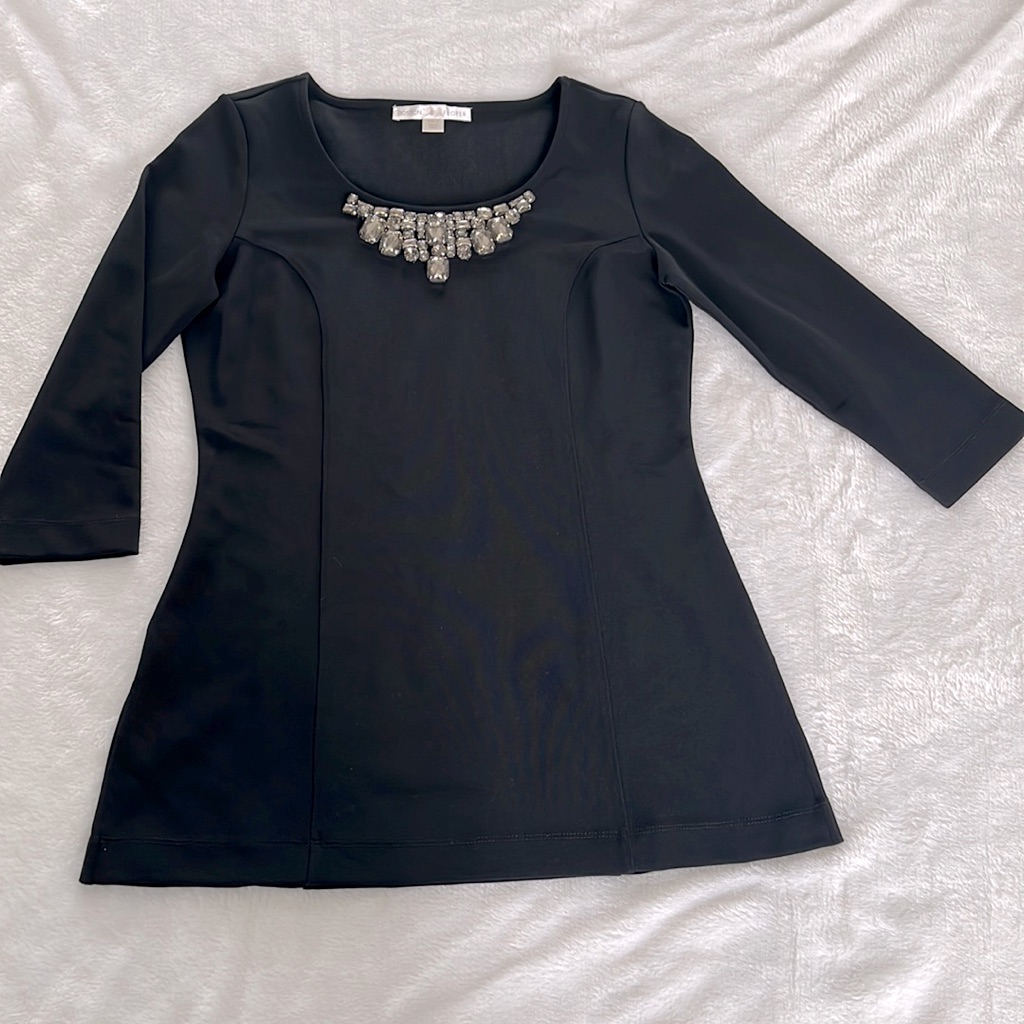 Boston Proper Black Embellished Top